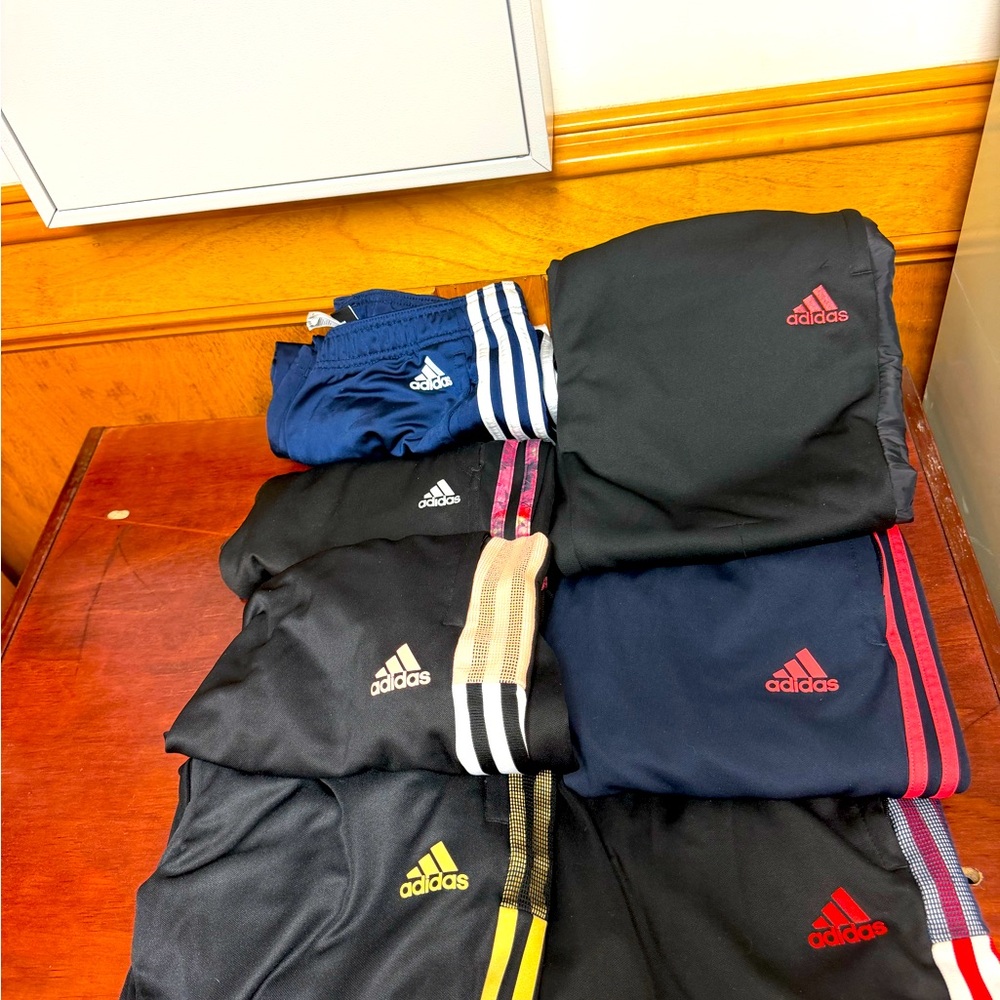Lot of 7 pairs of Adidas track pants with zipper at ankle